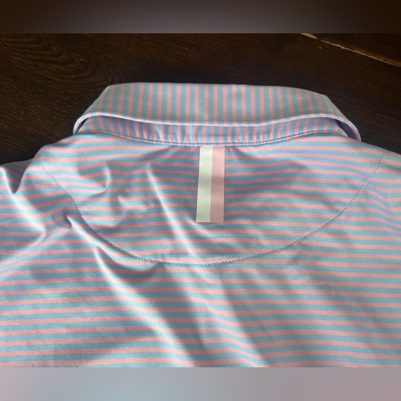 Rhoback Men's Short Sleeve Performance Polo Sz L The Birdie Stripe Pink/blue *** - Picture 10 of 16